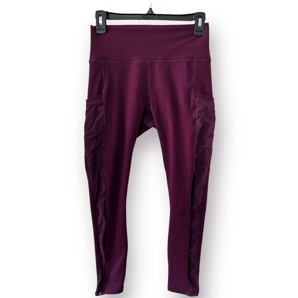 Fabletics Purple Wide Waistband Mid Rise Yoga Leggings Size Small 22” Inseam